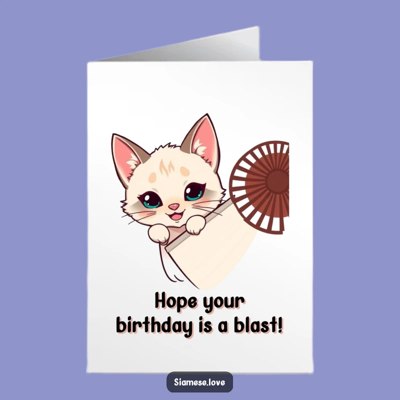 Free Printable Birthday Card: Mischievous Cat Fan Prank, Hilarious Downloadable Gift