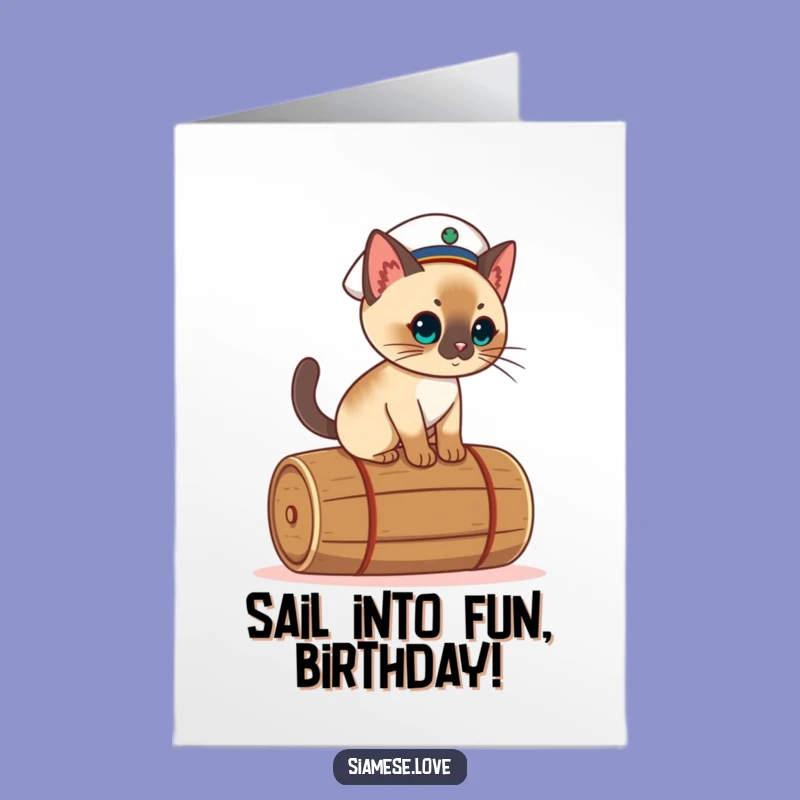 Free Printable Birthday Card: Sailor Cat Balances for Fun! Hilarious Downloadable Gift!