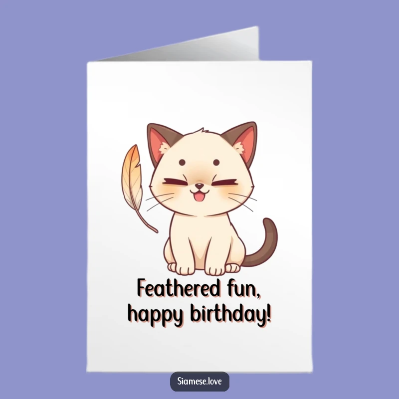 Free Printable Funny Birthday Card: Cat Feather Play, Downloadable Birthday Bash Gift