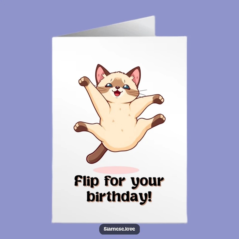 Free Printable Kawaii Cat Birthday Card: Playful Somersault Downloadable Fun