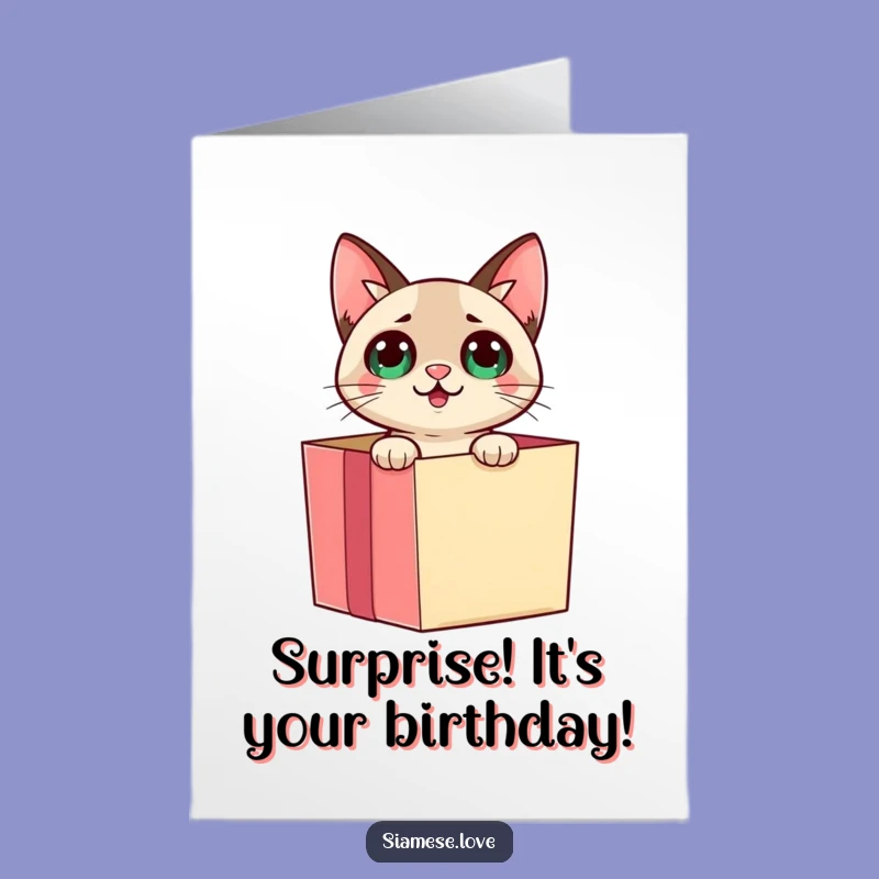 Funny Free Printable Birthday Card: Surprise Cat Gift Box Downloadable Gift