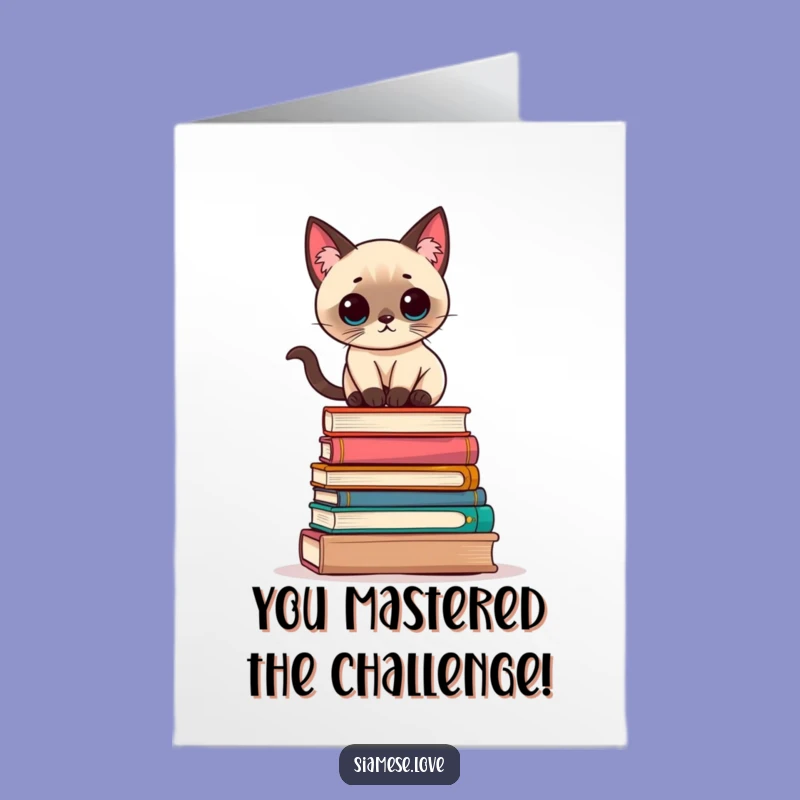 Free Printable Kawaii Cat Congrats Card: Book Balance Success Downloadable