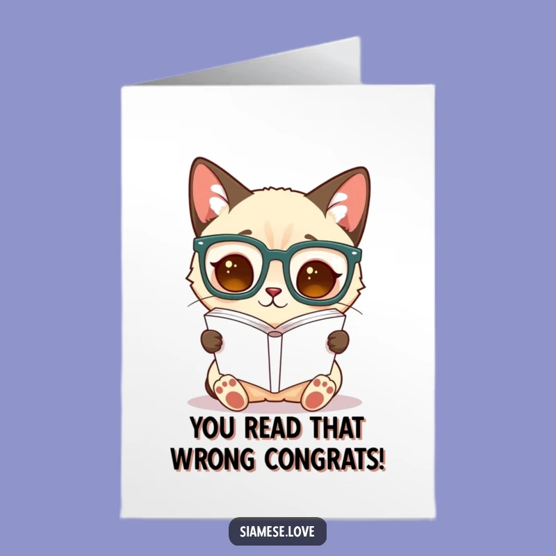 Free Printable Siamese Cat Congratulations Card - Funny Downloadable for Clever Minds