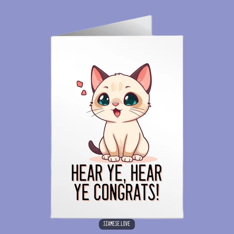 Free Printable Congrats Card: Chatty Siamese Cat - Funny Sound Wave Gift