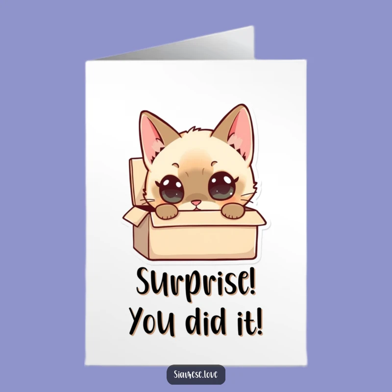 Free Printable Congrats Card: Curious Siamese Cat Box - Intriguing Downloadable Gift!