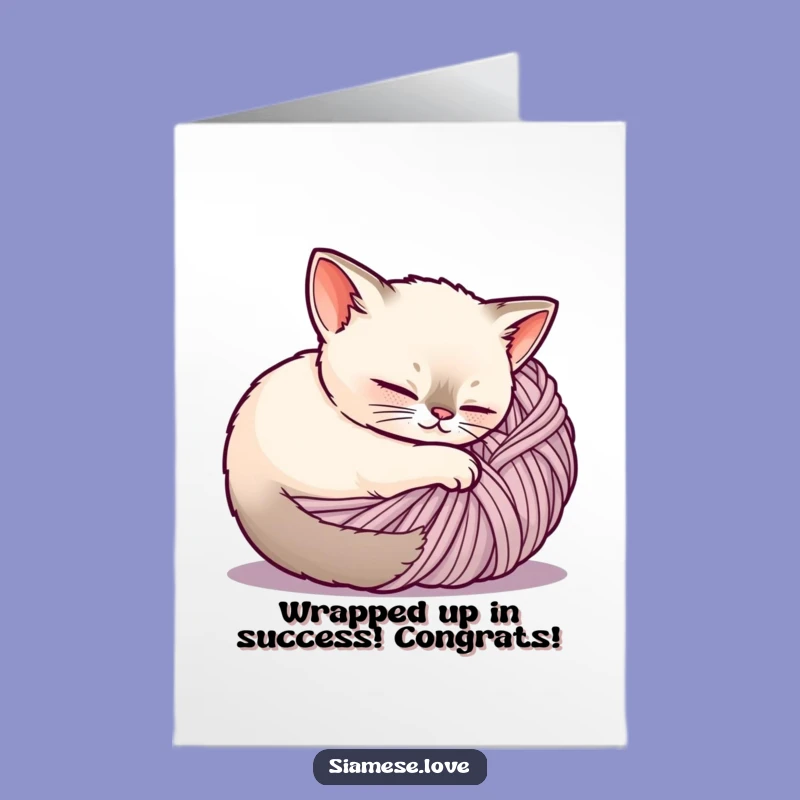 Free Printable Content Siamese Cat Congratulations Card - Sweet Downloadable