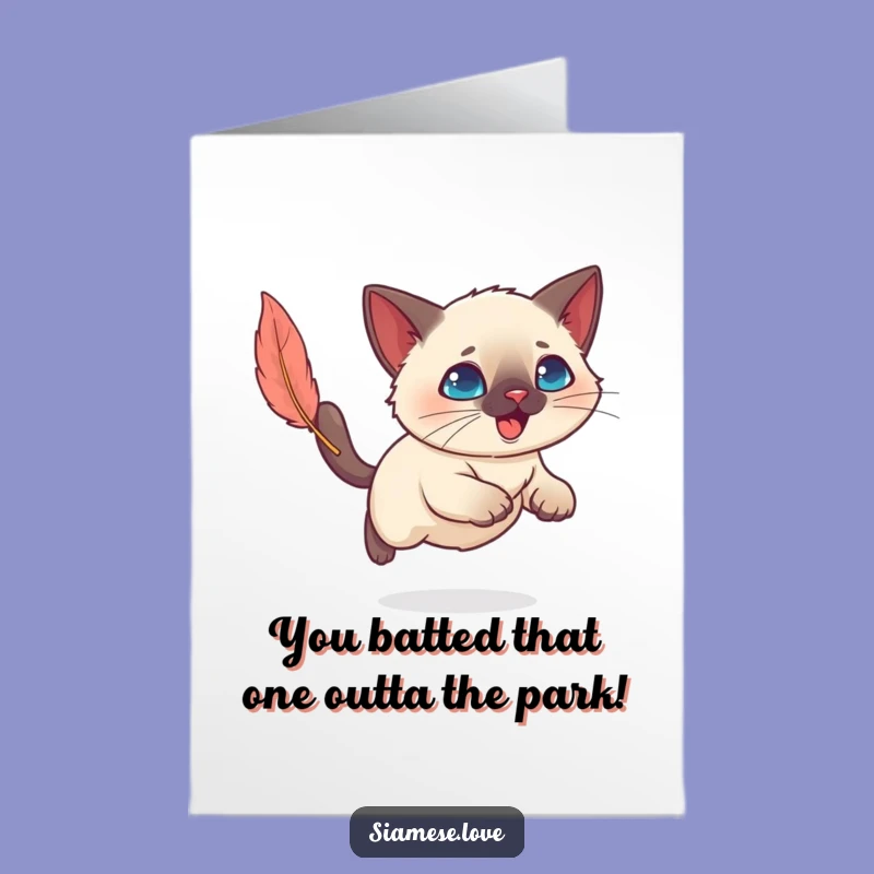 Free Printable Kawaii Siamese Cat Congrats Card - Funny Celebrate Downloadable Gift