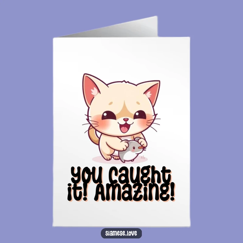 Free Printable Congrats Card: Cat Pounce, Playful Downloadable Celebration!