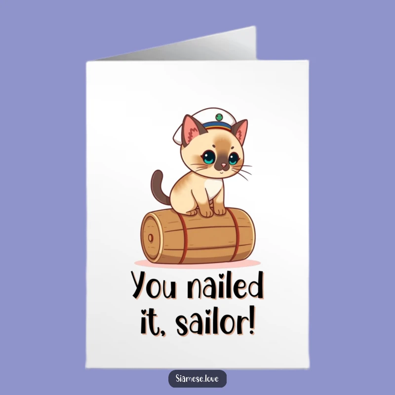 Free Printable Congrats Card: Sailor Cat Rolls to Your Success! Funny Gift!