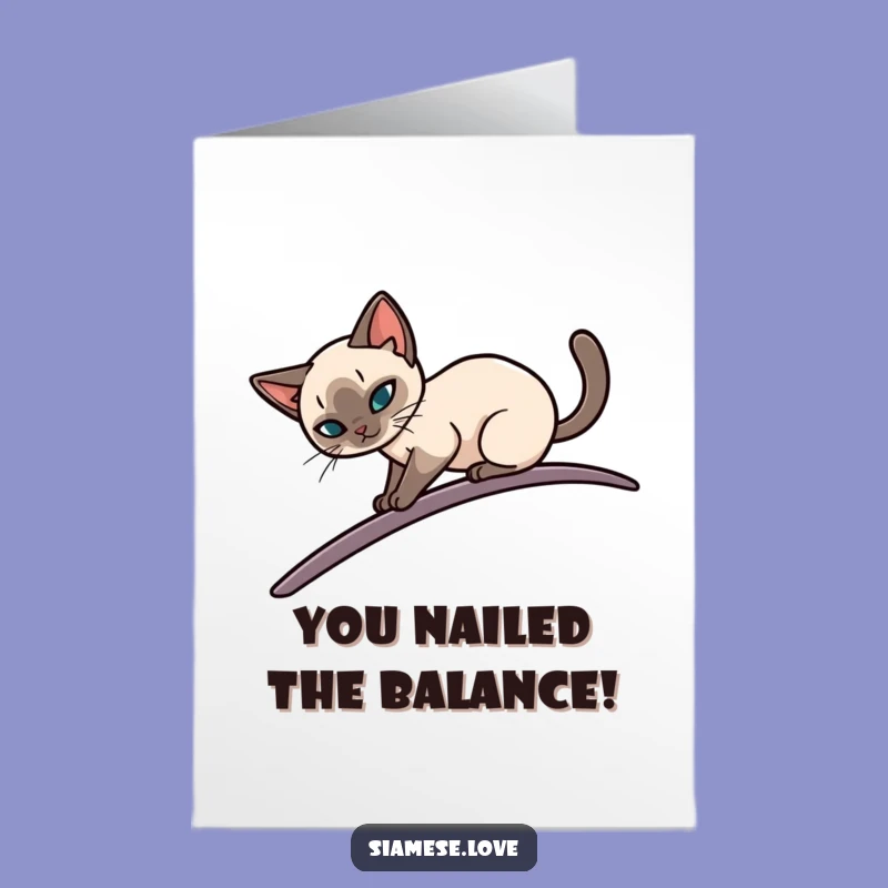 Free Printable Cat Card: Elegant Balance Congrats Downloadable