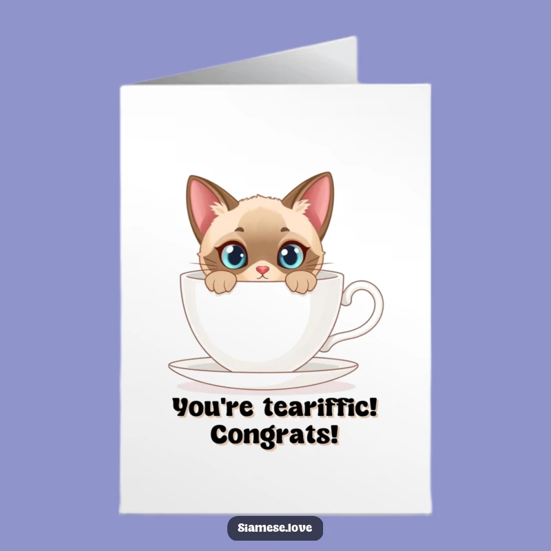 Free Printable Congrats Card: Curious Siamese Cat, Humorous Downloadable Gift