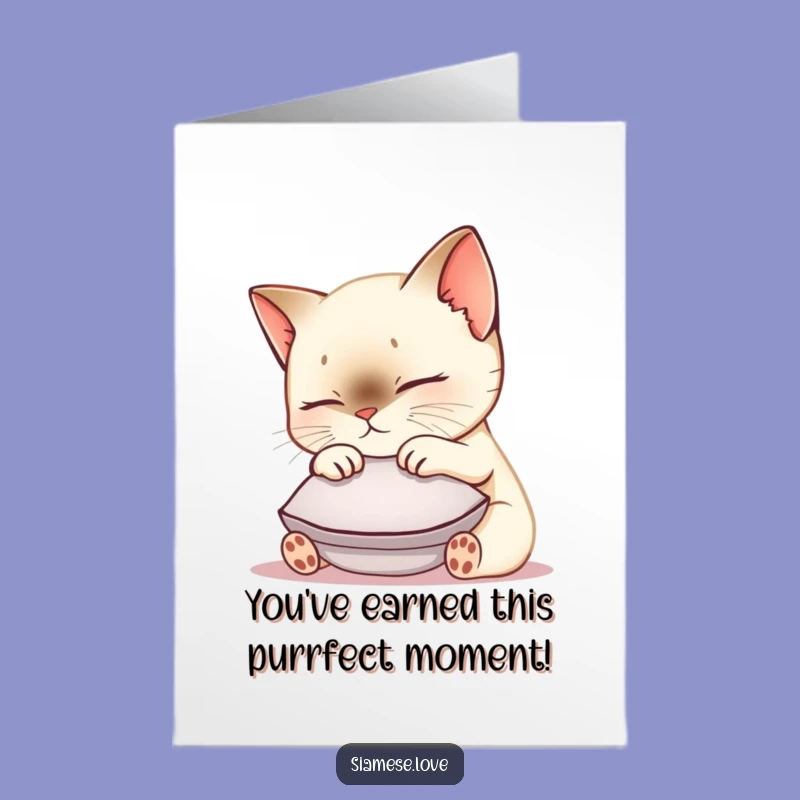 Free Printable Congrats Card: Kawaii Siamese Cat Nuzzling - Funny Downloadable Celebration