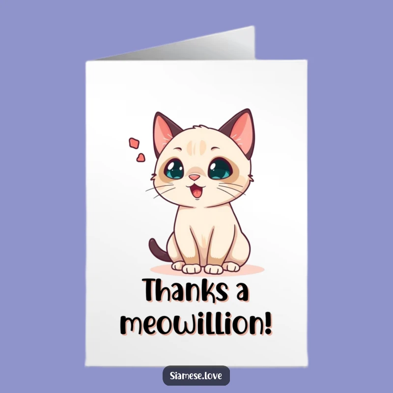 Free Printable Thank You Card: Chatty Siamese Cat - Humorous Sound Wave Gift