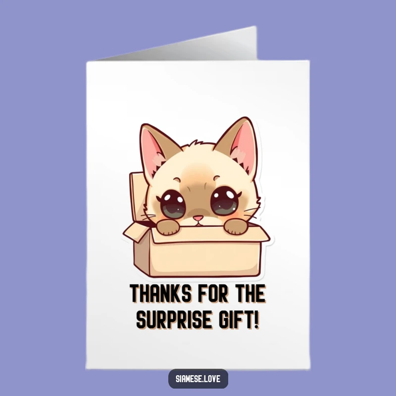 Free Printable Thank You Card: Curious Siamese Cat Box - Sweet Downloadable Gift!