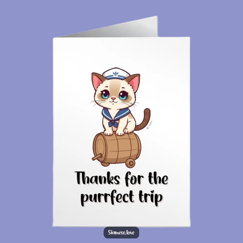Free Printable Thank You Card: Grateful Sailor Cat's Barrel Balancing Act