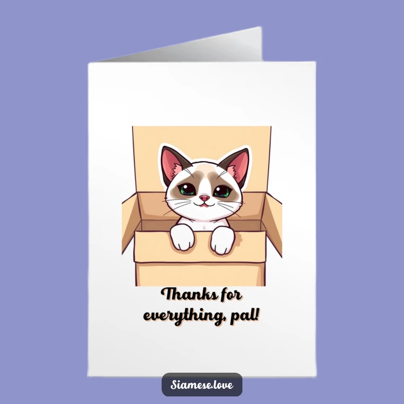 Free Printable Thank You Card: Peek-a-Boo Siamese Cat - Funny Downloadable Gift!