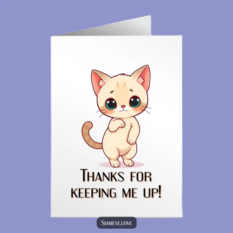 Free Printable Thank You Card: Siamese Cat Balance - Graceful Downloadable Gift!