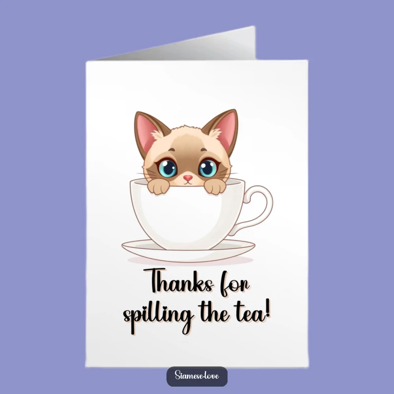 Free Printable Thank You: Curious Siamese Cat, Funny Downloadable Gift