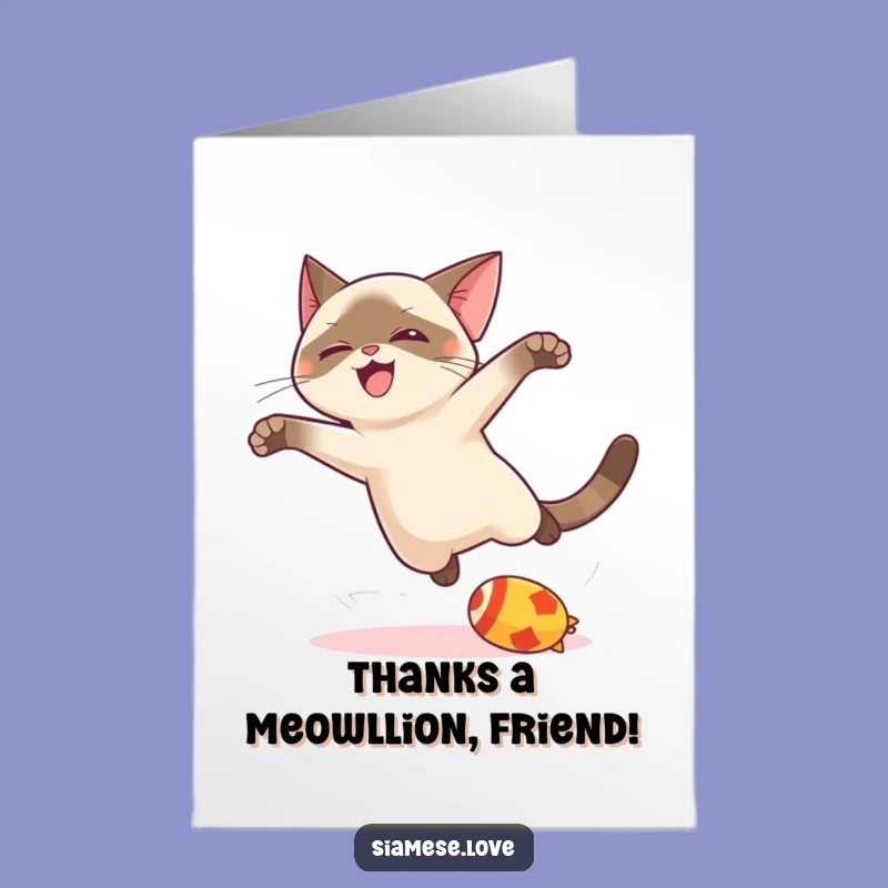 Free Printable Thank You Card: Funny Siamese Cat Grace - Downloadable Gift!