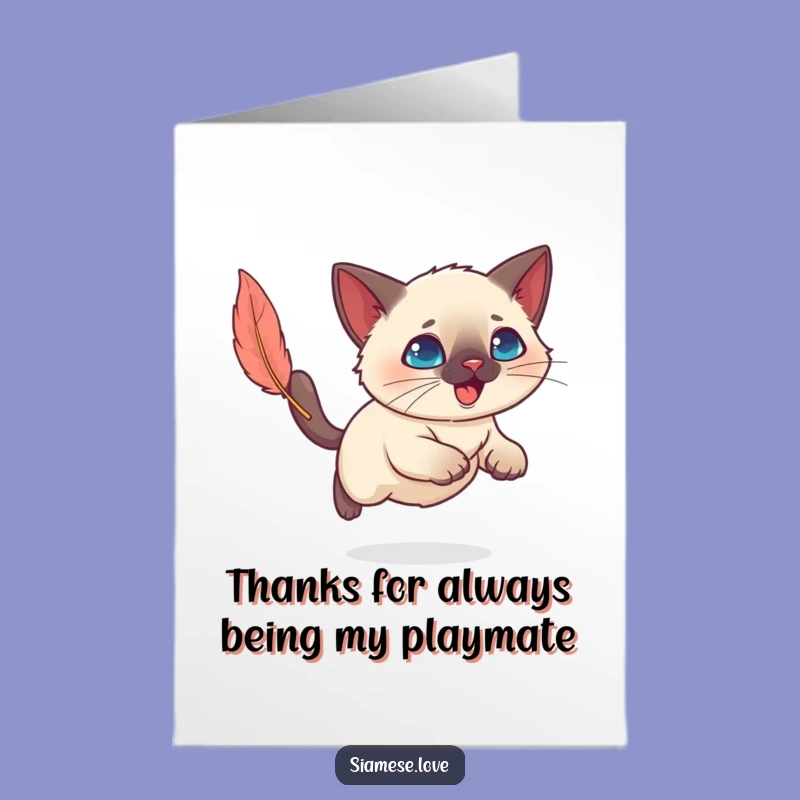 Free Printable Funny Siamese Cat Thank You Card - Kawaii Kitty Appreciation Downloadable