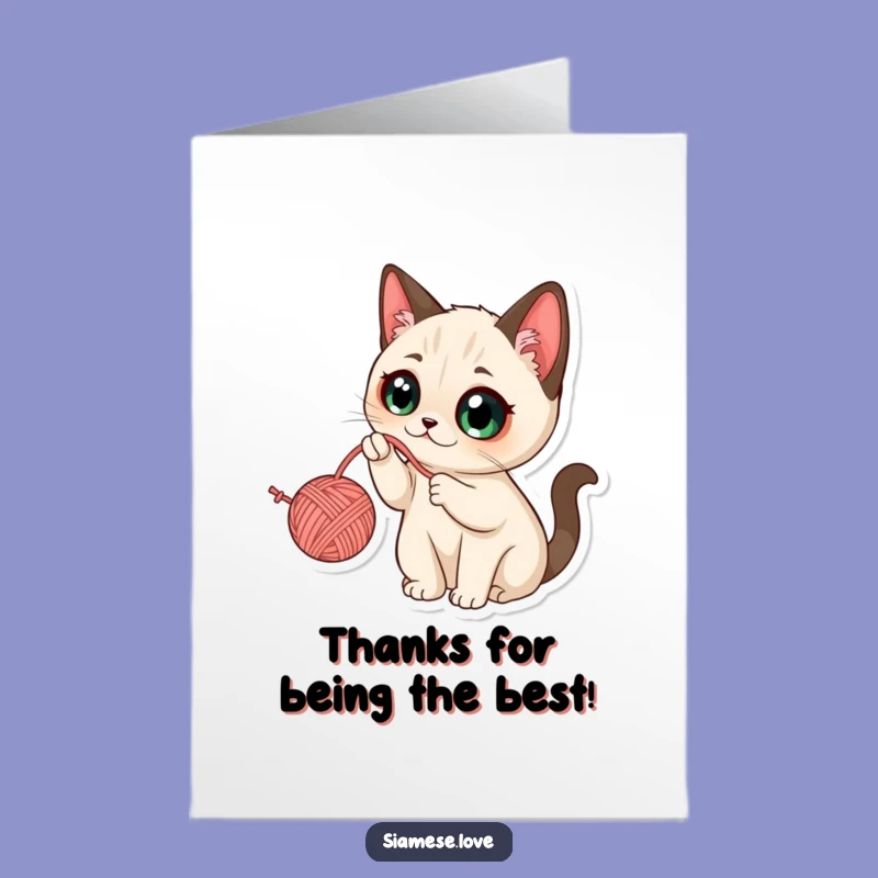 Free Printable Thank You Card: Cat Yarn Ball Fun, Funny Downloadable Gratitude