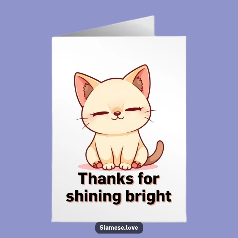 Free Printable Siamese Cat Thank You Card - Kawaii Sweet Nap Appreciation Downloadable
