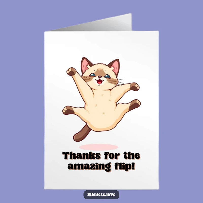 Free Printable Kawaii Cat Thank You Card: Somersault Cheer Downloadable