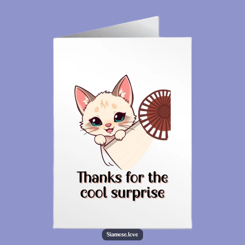 Free Printable Thank You Card: Cat Fan Peek, Playful Downloadable Gift