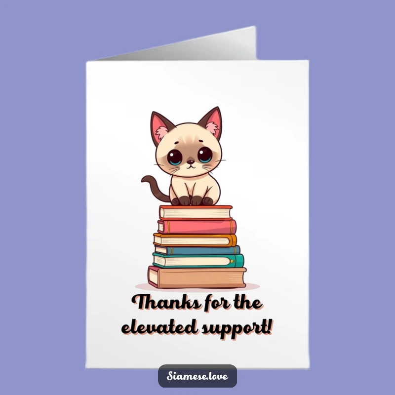 Free Printable Kawaii Cat Thank You Card: Book Balance Downloadable Gratitude