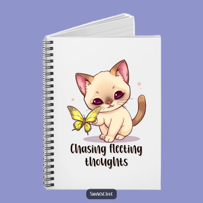 Funny Kawaii Siamese Cat Butterfly Notebook: Jot Down Ideas, Hilarious Funny Gift