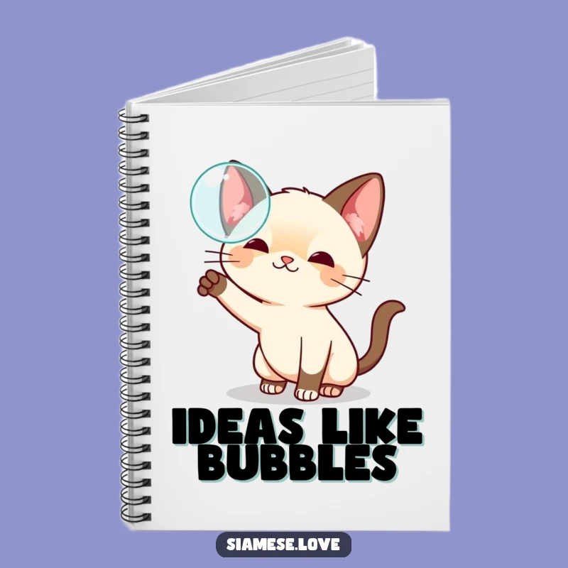 Funny Kawaii Siamese Cat Bubble Notebook - Playful Gift for Writers