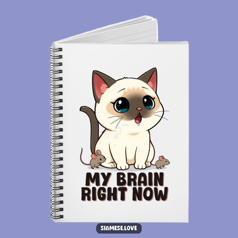 Funny Kawaii Siamese Cat Notebook: Shocked Cat's Journal for Notes