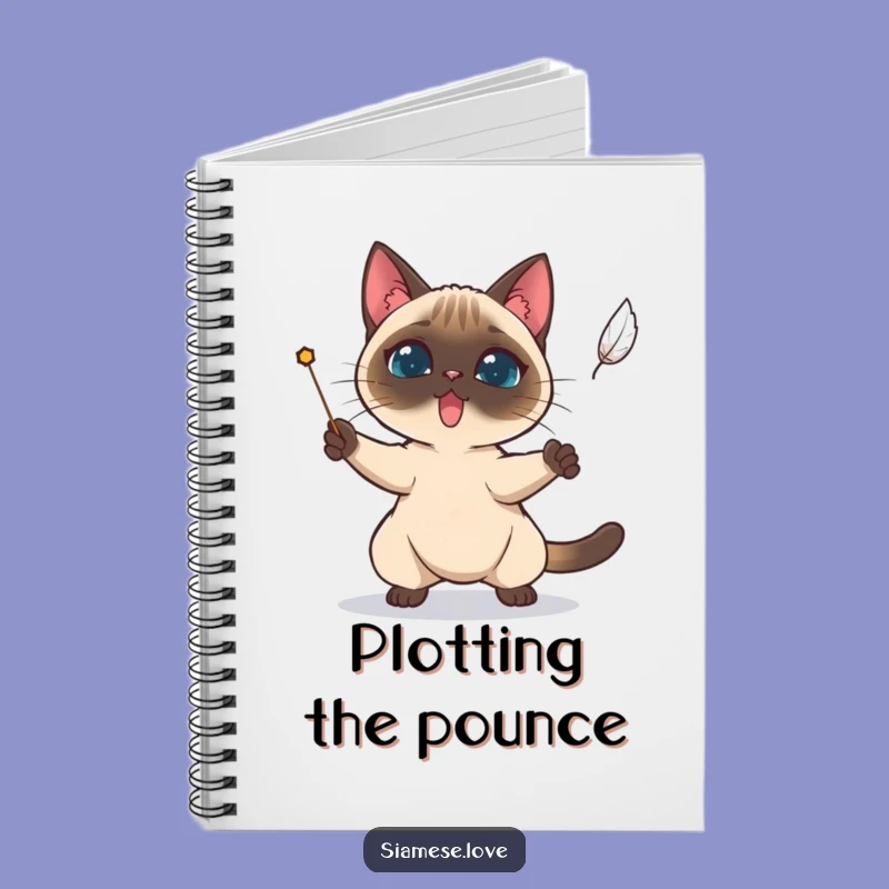 Funny Siamese Cat Feather Notebook - Jot Down Plans with Determined Feline!