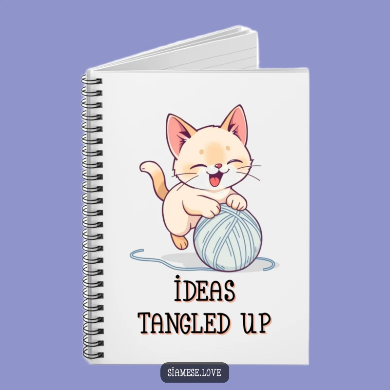 Funny Siamese Cat Yarn Pounce Notebook: Note Your Playful Thoughts