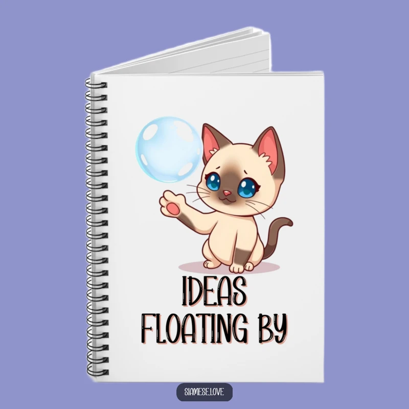Funny Siamese Cat Bubble Notebook - Capture Ideas with Playful Feline!