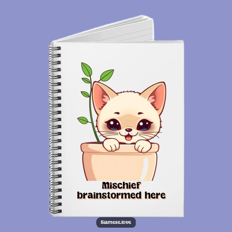 Funny Kawaii Siamese Cat Planter Notebook: Jot Down Ideas, Hilarious Funny Gift