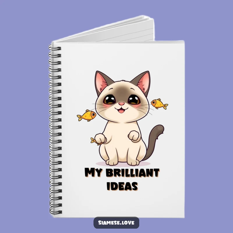 Funny Siamese Cat Fish Notebook - Juggling Journal, Gift Idea