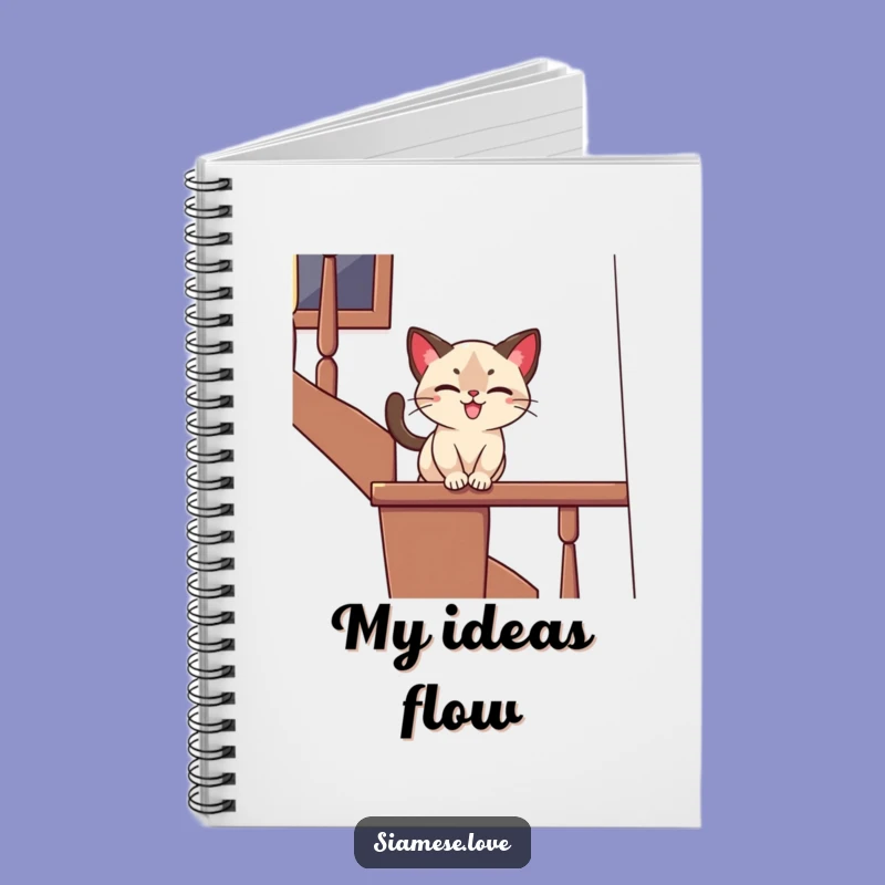Funny Siamese Cat Banister Notebook: Jot Down Playful Thoughts