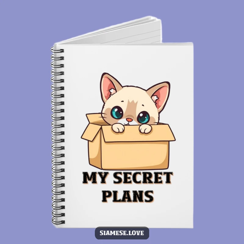 Funny Siamese Cat Box Notebook - Curious Journal, Gift Idea