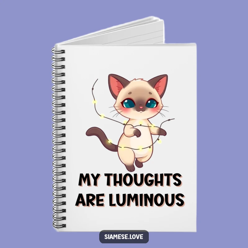 Funny Siamese Cat Twirling Lights Notebook - Magical Feline Journal Gift!
