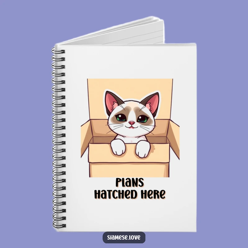 Funny Kawaii Siamese Cat Box Notebook - Playful Gift for Planners