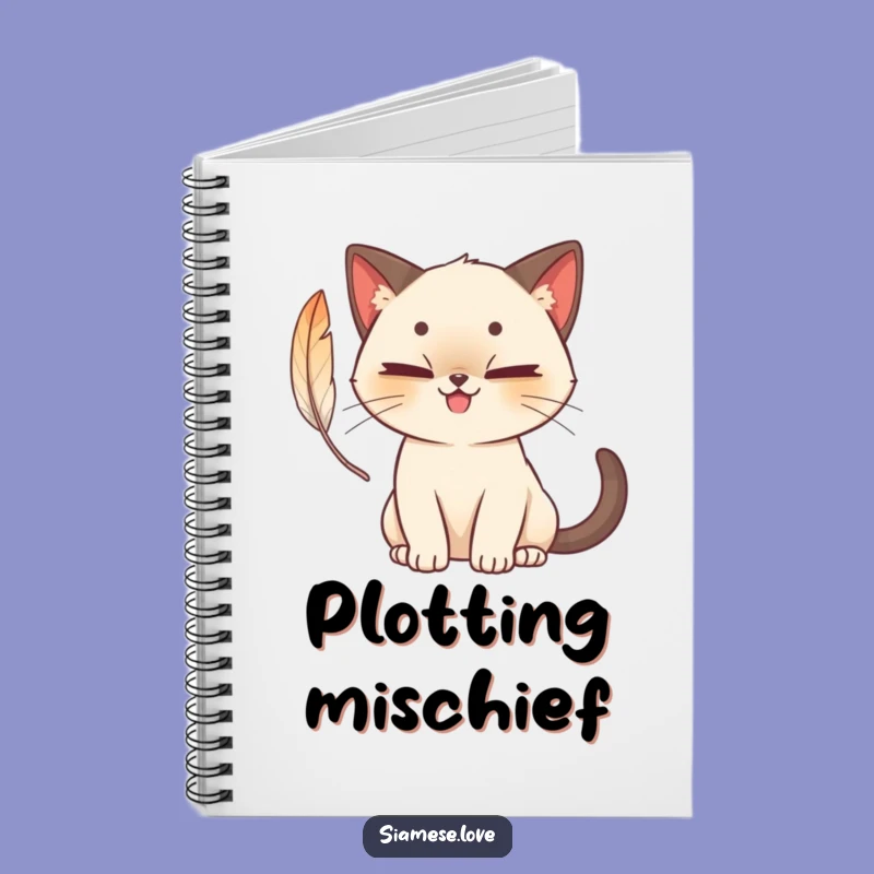 Funny Siamese Cat Feather Play Notebook - Mischievous Journal & Gift