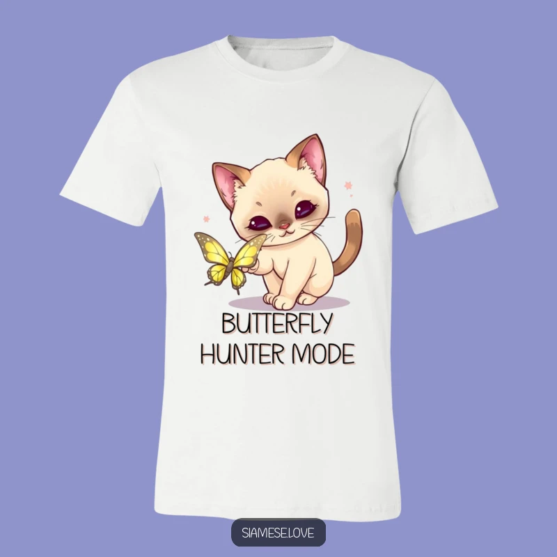Funny Kawaii Siamese Cat Butterfly T-Shirt: Action-Packed Humor, Perfect Funny Gift