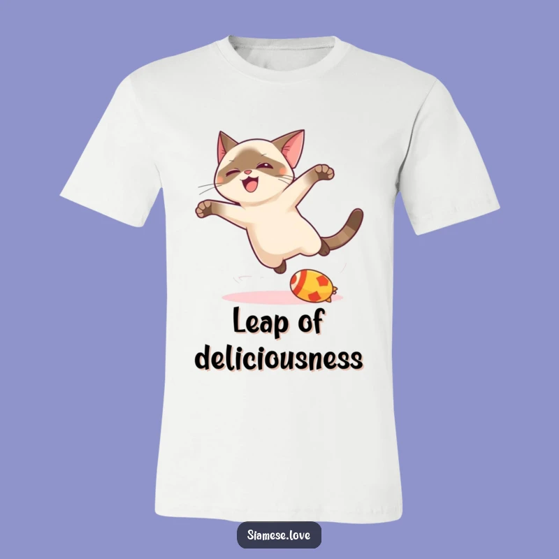 Funny Kawaii Siamese Cat Leaping T-Shirt - Hilarious & Playful Gift for Cat Enthusiasts