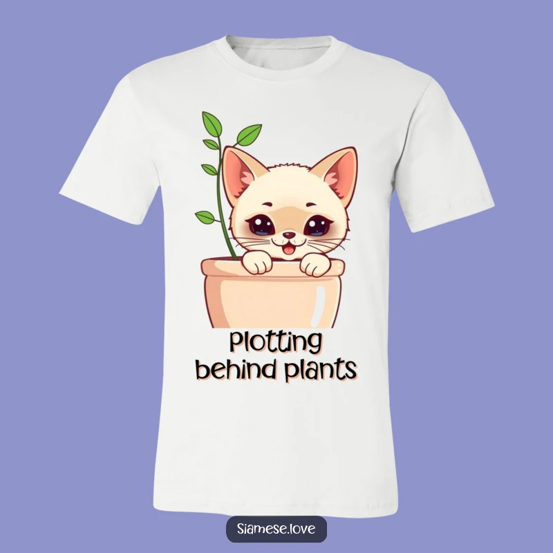Funny Kawaii Siamese Cat Planter T-Shirt: Sly Kitty Humor, Perfect Funny Gift