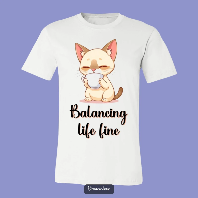 Funny Siamese Cat Balance T-Shirt: Elegant Humor For Cat Enthusiasts