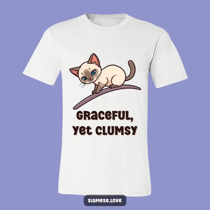 Funny Siamese Cat Balance T-Shirt: Elegant Poise Tee for Cat Fans
