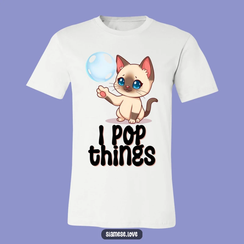 Funny Siamese Cat Bubble Batting T-Shirt - Adorable & Playful Cat Gift!