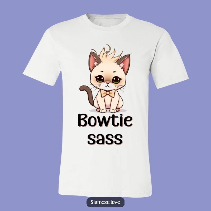 Funny Siamese Cat Hair Flip T-Shirt - Bow Tie Diva Tee - Stylish Gift