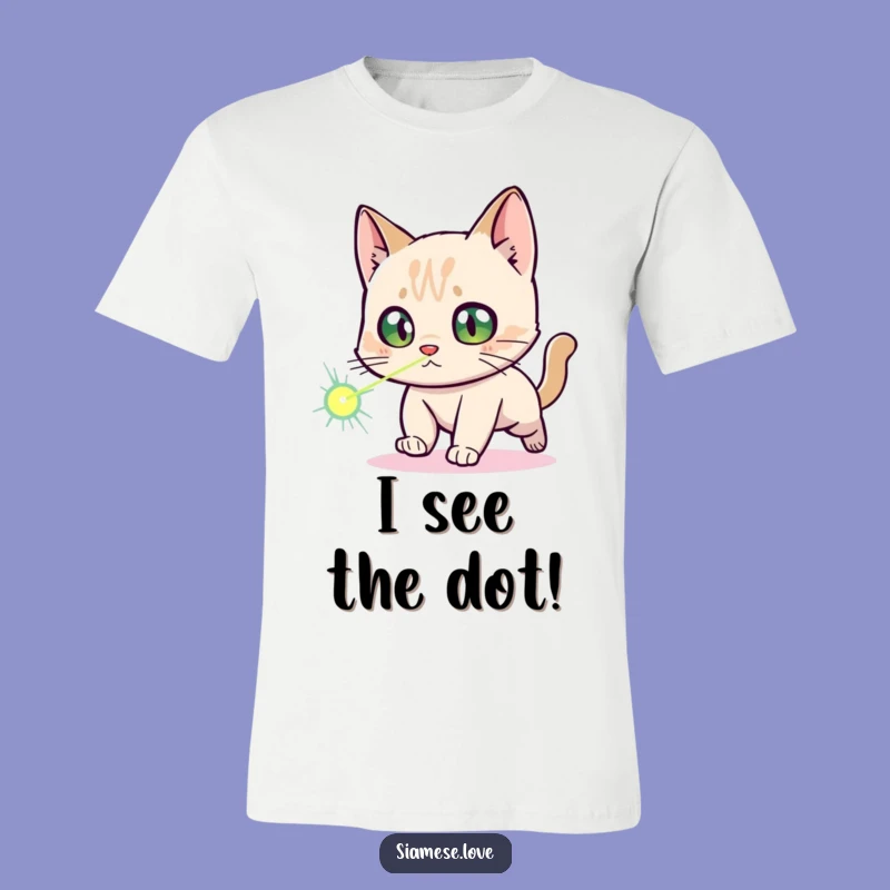 Funny Siamese Cat Laser Dot T-Shirt: Startled Eyes Graphic Tee for Cat Lovers